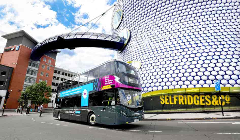 Electric bus outside Selfridges, Birmingham